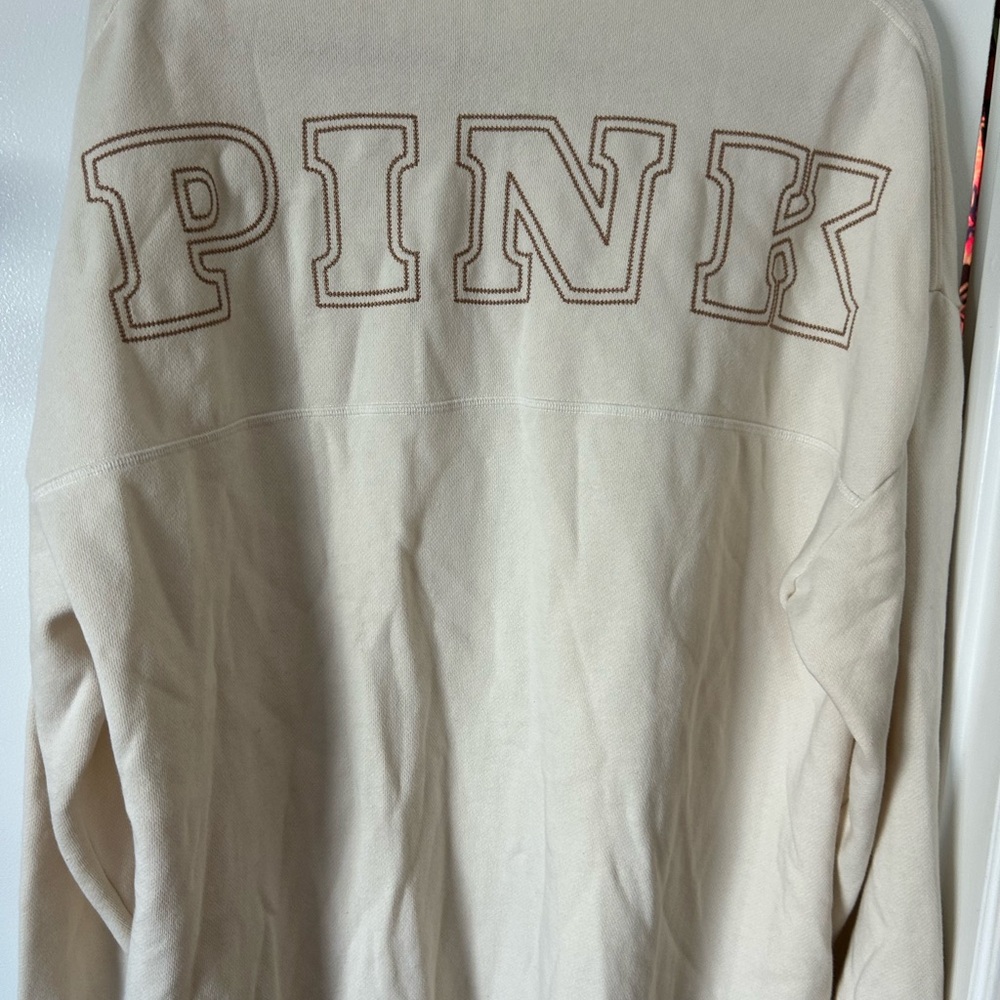 PINK Victoria's Secret Cream Crewneck Sweatshirt Tunic with pockets